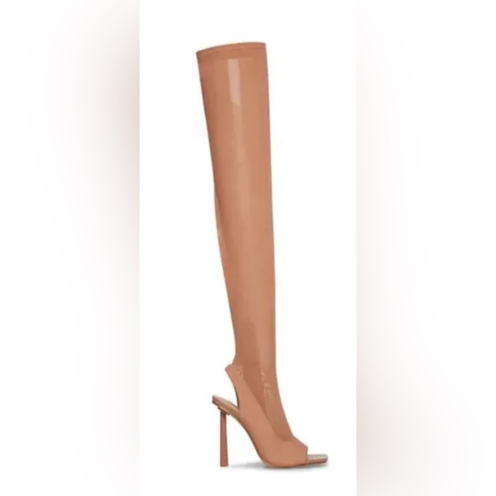 Steve Madden Beverley Mesh OTK Boot Thigh High Size 8 Stilettos Open Toe